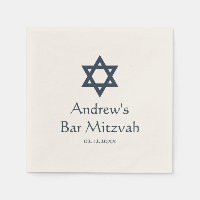 Serviette En Papier Barre bleu foncé Mitzvah Personnalisé (Devant)
