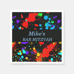 Serviette En Papier Barre/chaume personnalisée Mitzvah, Paint Splatter
