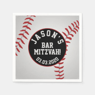Serviette En Papier Barre de baseball personnalisée Mitzvah Rouge Noi
