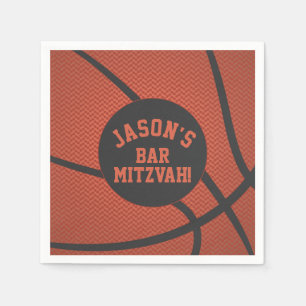 Serviette En Papier Barre de basket-ball personnalisée Mitzvah Orange