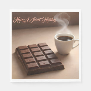 Serviette En Papier Barre de chocolat sucré et tasse de café personnal