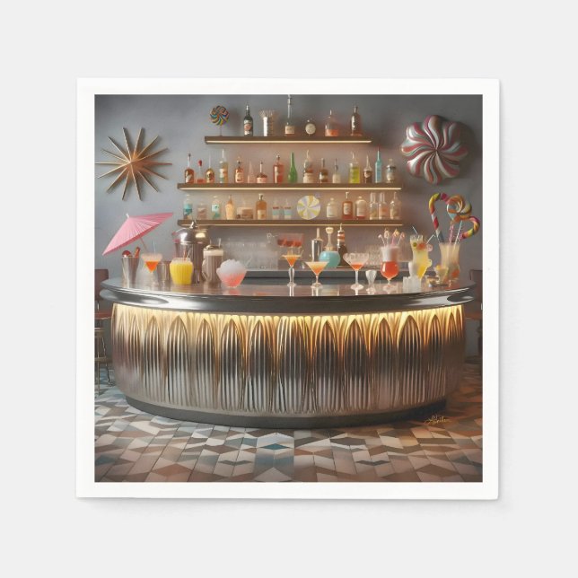 Serviette En Papier Barre de parti futuriste atomique du milieu du siè (Devant)