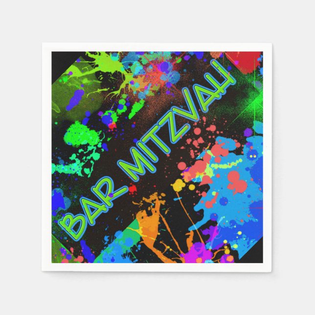 Serviette En Papier Barre Mitzvah Paint Splatz, Paint Ball (Devant)