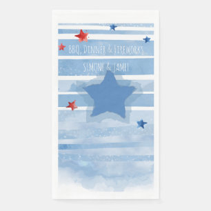 Serviette En Papier Barres Bleues à l'Aquarelle avec Éclaboussure et É