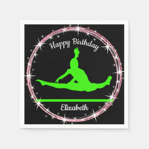 Serviette En Papier Bars de gymnastique Anniversaire en Lime Vert et N
