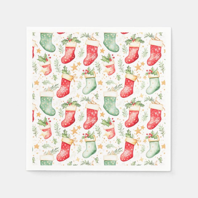 Serviette En Papier Bas de Noël Festive (Devant)