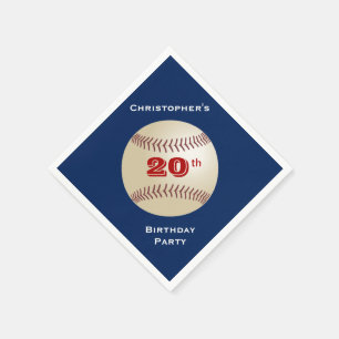 Serviette En Papier Baseball 20th Birthday Party, nom,
