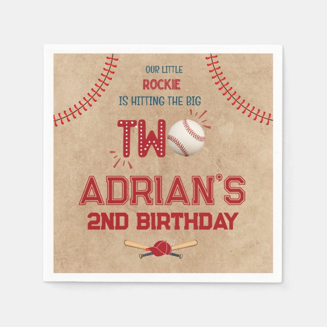 Serviette En Papier Baseball 2e anniversaire garçon (Devant)