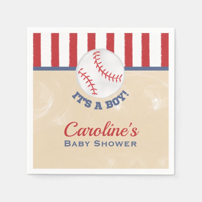 Serviette En Papier Baseball C'est un Baby shower garçon Napkin (Devant)