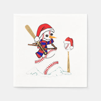 Serviette En Papier Baseball Noël Snowman Jouer Baseball