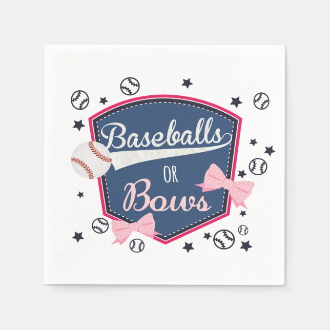 Serviette En Papier Baseball ou bows Genre Reveal (Devant)