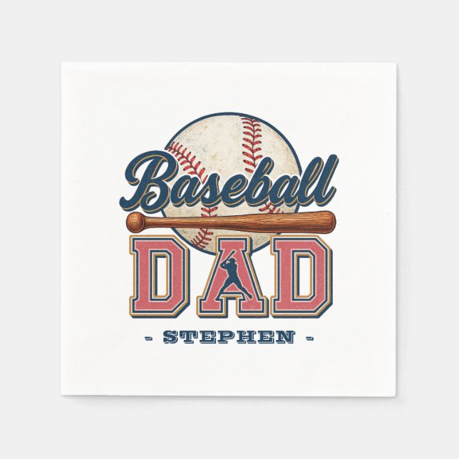 Serviette En Papier Baseball Papa - Classique (Devant)