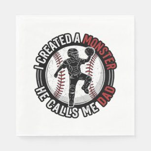 Serviette En Papier Baseball Papa Monstre Vintage Catcher Conception d