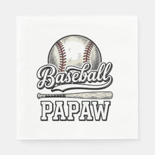 Serviette En Papier Baseball Papaw Gravure Vintage T-Shirt Design_1