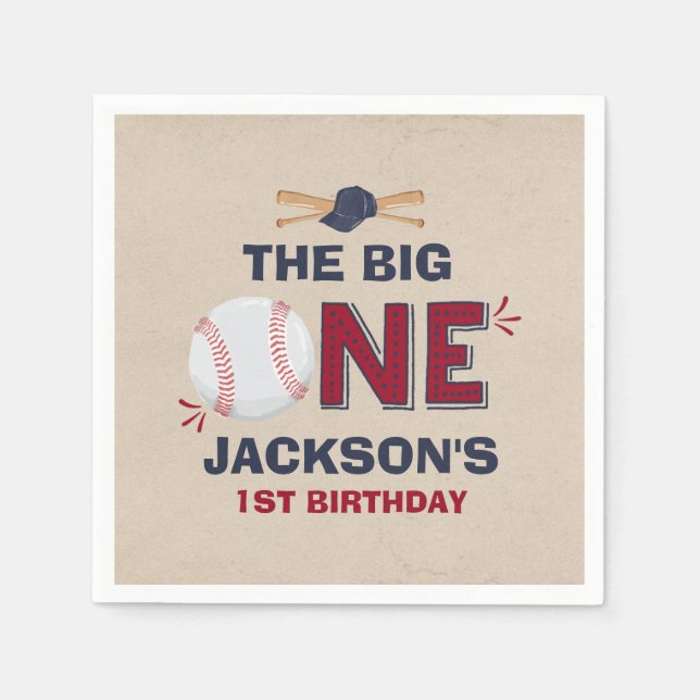 Serviette En Papier Baseball Party Napkin Baseball 1er anniversaire (Devant)