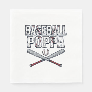 Serviette En Papier Baseball Poppa Vintage Gravure Design de T-shirt_1