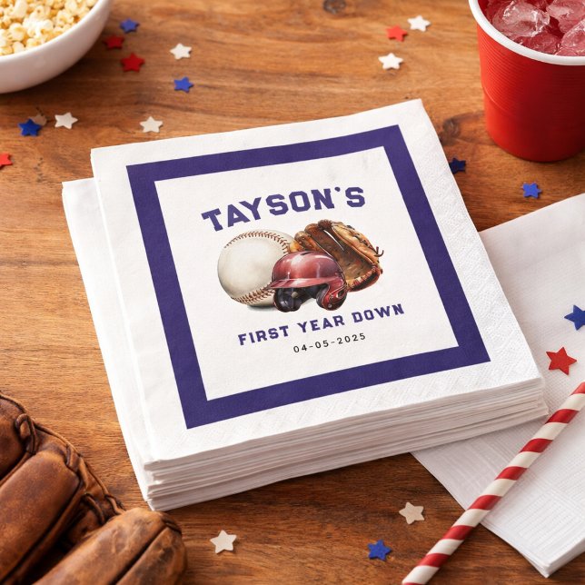 Serviette En Papier Baseball Première Année 1er Anniversaire (Baseball First Year Down 1st Birthday Paper napkins)