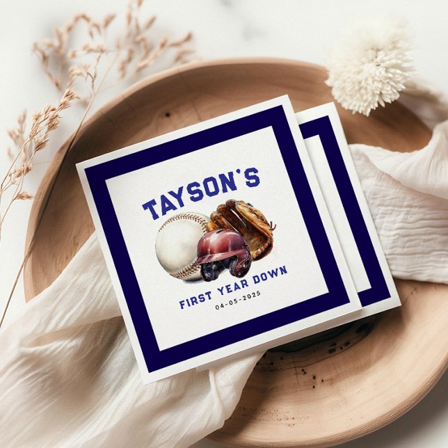 Serviette En Papier Baseball première année bas 1er anniversaire (Créateur téléchargé)