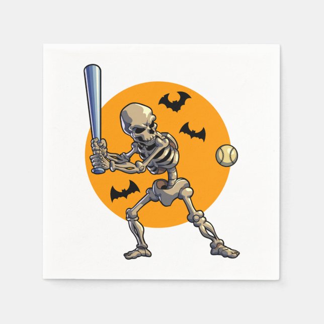 Serviette En Papier Baseball Skeleton Halloween Hommes garçons Basebal (Devant)