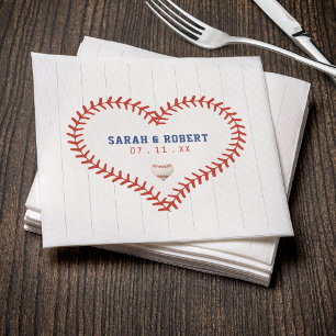 Serviette En Papier Baseball Softball Sport Heart Pinstripe Mariage