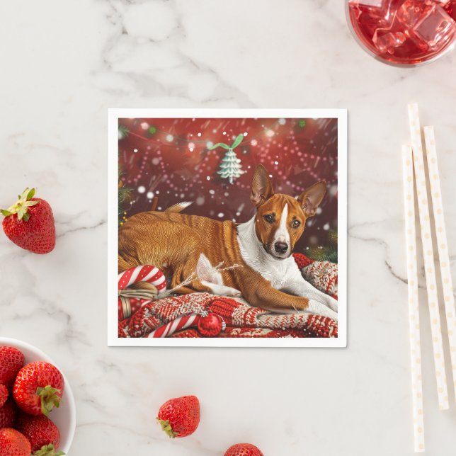 Serviette En Papier Basenji Chien Fête de Noël (En situation)