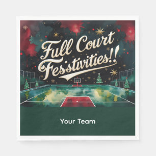 Serviette En Papier Basket bal de Noël thème avec le nom