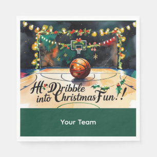 Serviette En Papier Basket bal de Noël thème avec le nom