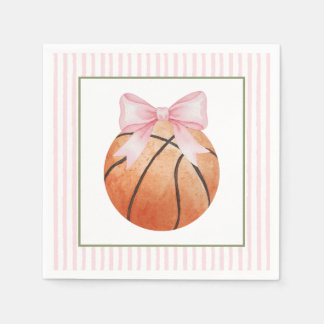 Serviette En Papier Basket-ball à rayure rose