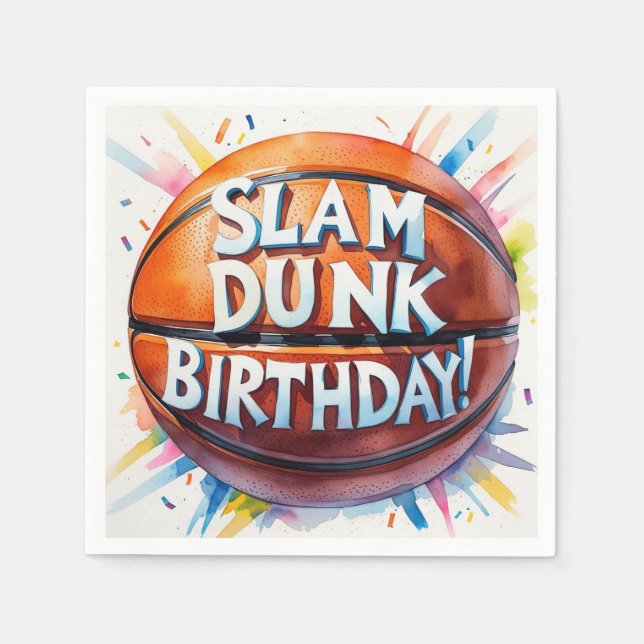Serviette En Papier Basket-ball Anniversaire Slam Dunk à thème (Devant)
