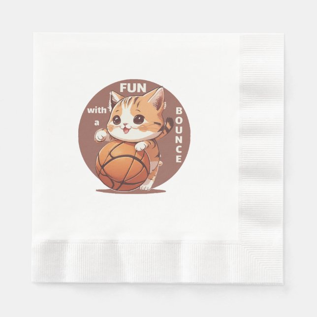 Serviette En Papier basket-ball chat (Devant)