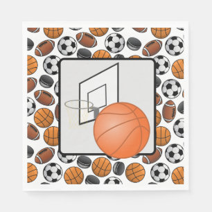 Serviette En Papier Basket-Ball Et Hoop