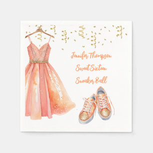 Serviette En Papier Basket Ball Sweet 16 Peach & Gold Parties scintill
