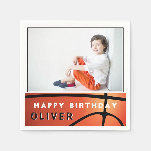 Serviette En Papier Basketball Ball Boy Anniversaire Photo Party (Devant)