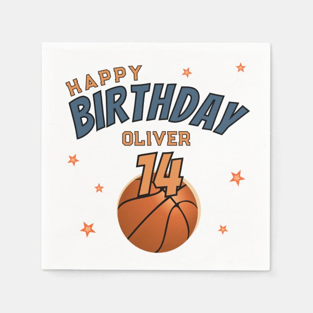 Serviette En Papier Basketball Ball Sports Bonne fête d'anniversaire (Devant)