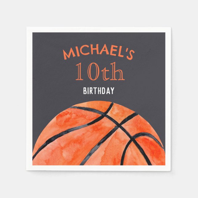 Serviette En Papier Basketball Sports Boy 10th Birthday Party (Devant)