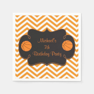 Serviette En Papier Basketball Sports Orange Anniversaire