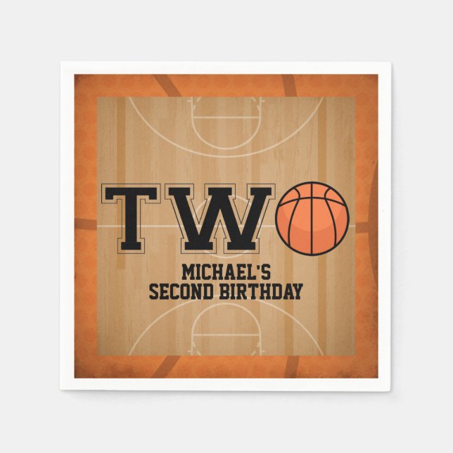 Serviette En Papier Basketball vintage 2e anniversaire (Devant)
