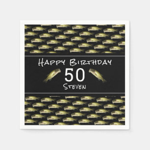 Serviette En Papier Bass Fishing 50e anniversaire Black Mens Personnal