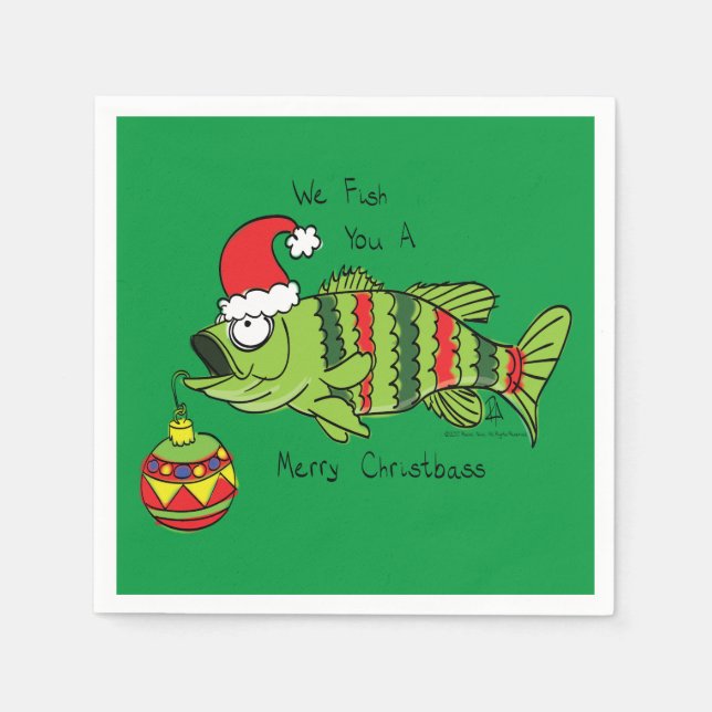 Serviette En Papier Basse de Noël amusant Pêche Poisson Cute Cartoon (Devant)