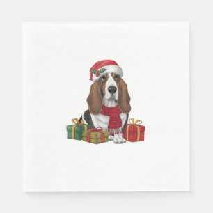 Serviette En Papier Basset Hound Chien Fêtes de Noël Père Noël Amoureu