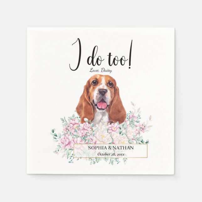 Serviette En Papier Basset Hound Chien Mariage Cocktail Napkins (Devant)