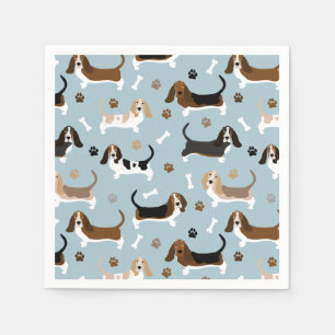 Serviette En Papier Basset Hound Chig Bones et Patrouilles serviettes