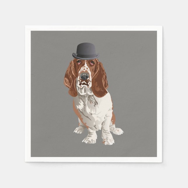 Serviette En Papier Basset Hound Chig Papier Napkin (Devant)