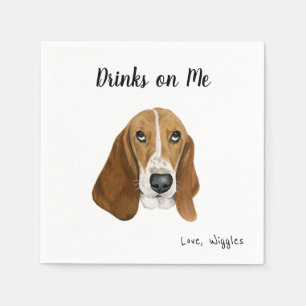 Serviette En Papier Basset Hound Cocktail Napkins