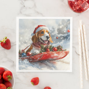 Serviette En Papier Basset Hound dans un traîneau Laissez tomber la ne