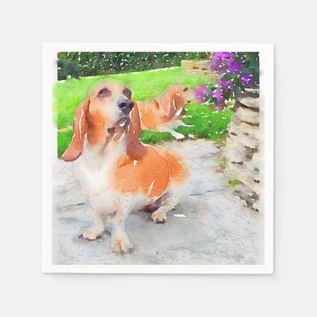 Serviette En Papier Basset hound Napkins (Devant)