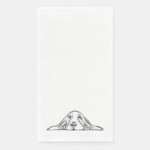 Serviette En Papier basset hound noir blanc simple yeux de chiot