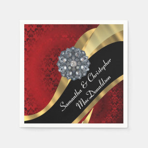 Serviette En Papier Bassin rouge et strass de cristal