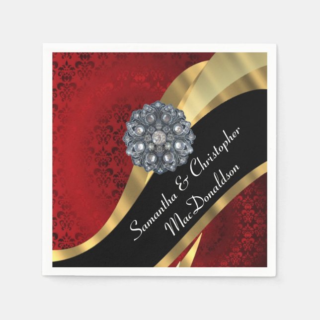 Serviette En Papier Bassin rouge et strass de cristal (Devant)