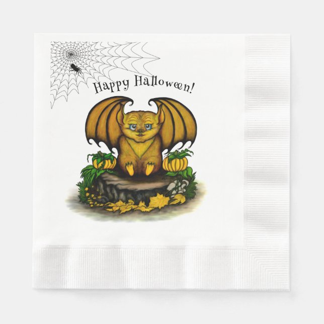 Serviette En Papier Bat d'Halloween mignonne (Devant)